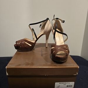 Audrey Brooke Brown and Black Strappy Heels